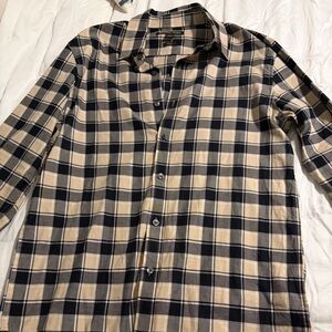 Michael Kors Beige and Black Checkered Men's Shirt